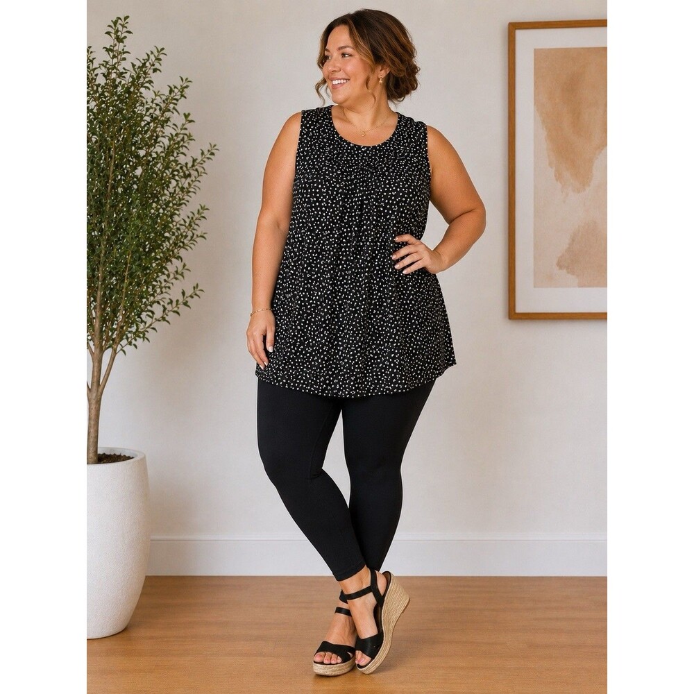 Style & Co Women’s Size 16 Black White Sleeveless Star Tank Top Blouse